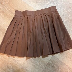 Brown Pleated Skirt